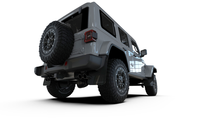 Rally Armor 2018+ Jeep Wrangler Rubicon JL Black UR Mud Flap w/ Metallic Black Logo